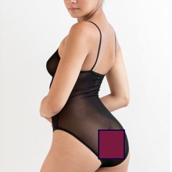 NEW VTG American Apparel Lingerie Mesh BodySuit Sexy Mesh Sheer Black Sleaze M L - Picture 3 of 13